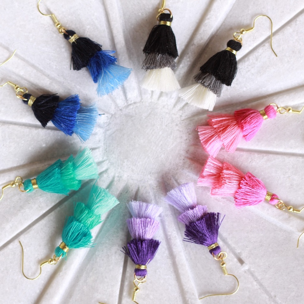 Ombre tassel earings Handmade